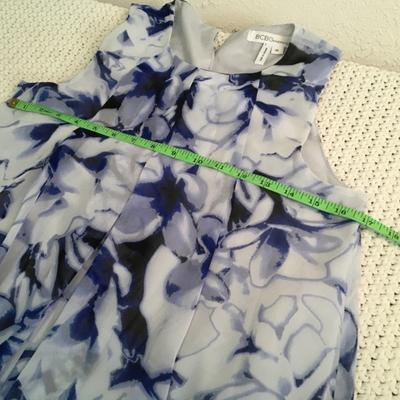 BCBGENERATION PLEATED MINI SHIFT DRESS IN COBALT WOMANS XS BLUE/WHITE - Picture 6 of 6